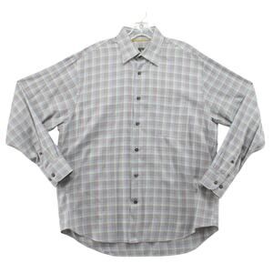 Robert Talbott Shirt Mens Large Brown Houndstooth Plaid Long Sleeve Work Wear